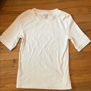 Talbots Ivory Ribbed Knit Top